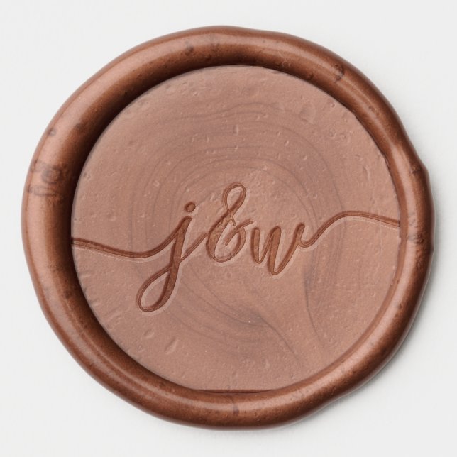 Elegant Script Monogram Initial Wedding Wax Seal Sticker (Front)