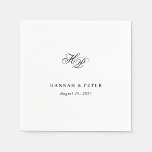 Elegant Script Monogram Initials Minimal Wedding Napkins
