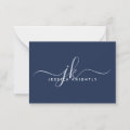 Elegant Script Monogram Initials Name Blue Note Card | Zazzle