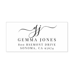 Elegant Script Monogram Initials Name Self-inking Stamp