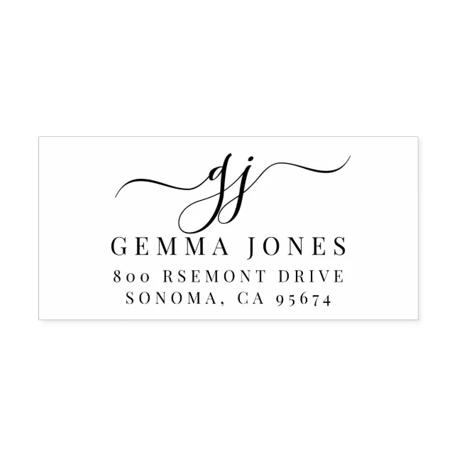 Elegant Script Monogram Initials Name Self-inking Stamp | Zazzle