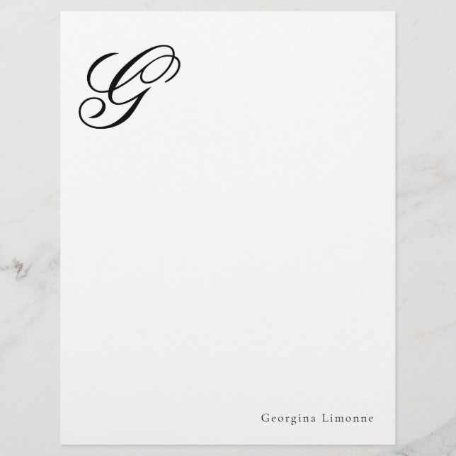 Elegant Script Monogram Letterhead Stationery (Front)