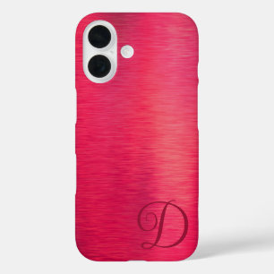 Elegant Script Monogram Magenta Metallic iPhone 16 Case