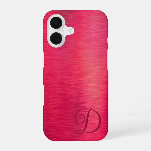 Elegant Script Monogram Metallic Pink Iphone Case (Back)