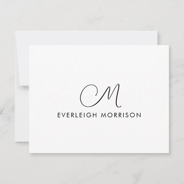 Elegant Script Monogram Modern Stationery  Note Card (Front)