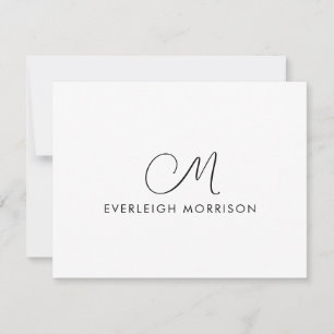 Elegant Script Monogram Modern Stationery  Note Card