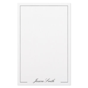Elegant Script Monogram Name Border Stationery