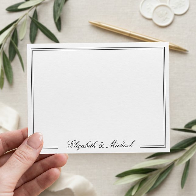 Elegant Script Monogram Name Couples Note Card (Creator Uploaded)