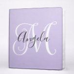 Elegant Script Monogram Pale Lavender 3 Ring Binder<br><div class="desc">Create your own elegant monogrammed pale lavender 1.5" three ring binder. 
Customize the black and white personalized monogram … including font colors,  calligraphy styles and sizes.
A dark purple instead of the black text for her name would be lovely.</div>