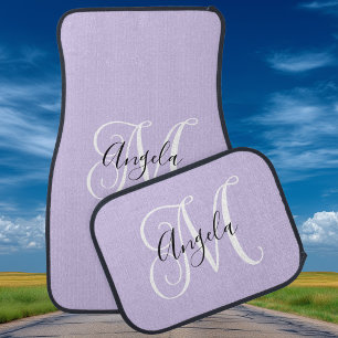 Elegant Script Monogram Pale Lavender Car Floor Mat