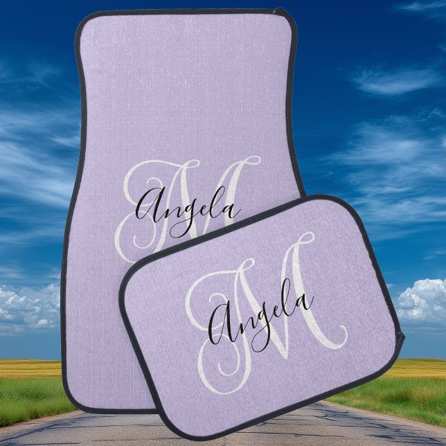 Elegant Script Monogram Pale Lavender Car Floor Mat (Elegant Script Monogram Pale Lavender Car Floor Mats)
