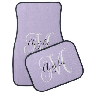 Elegant Script Monogram Pale Lavender Car Floor Mat