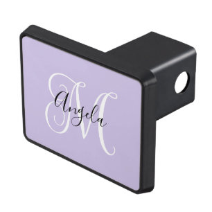 Elegant Script Monogram Pale Lavender Hitch Cover
