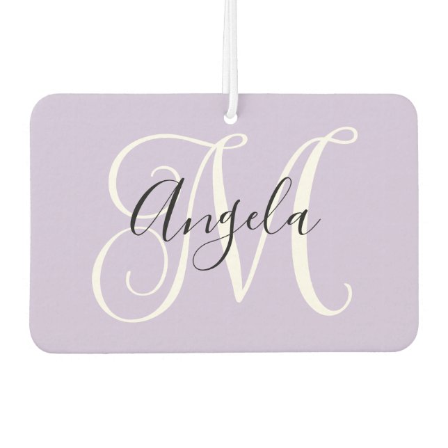 Elegant Script Monogram Pale Lavender Photo Air Freshener (Front)