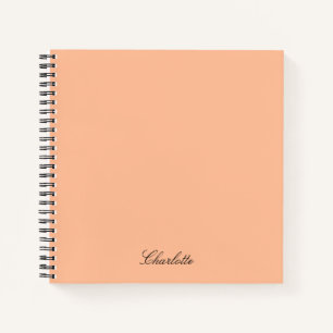 Elegant Script Monogram Peach Custom Notebook