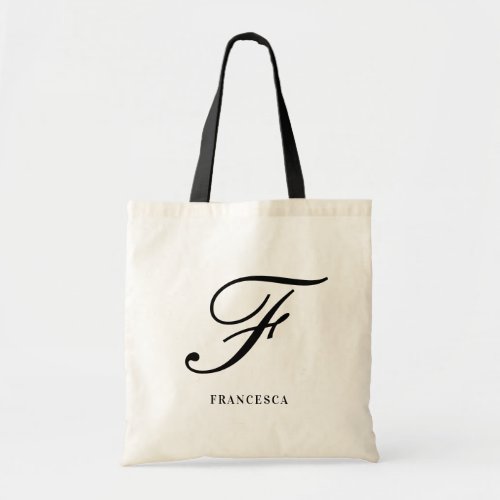 Elegant Script Monogram Personalized Bridesmaid Tote Bag