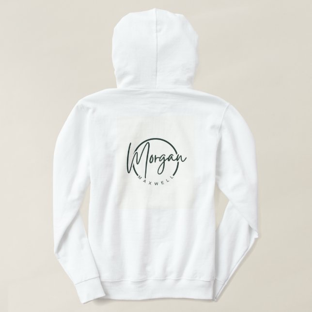Elegant Script Monogram Personalized Name Hoodie (Design Back)