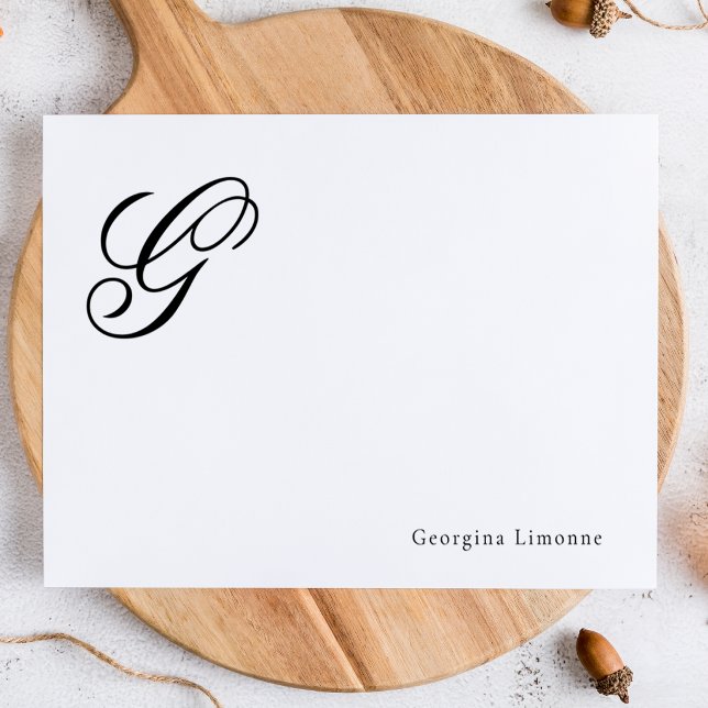 Elegant Script Monogram Personalized Note Card (Creator Uploaded)