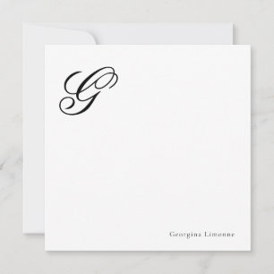 Elegant Script Monogram Personalized Note Card