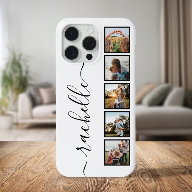 Elegant Script Monogram Personalized Photo Collage Case-Mate iPhone Case (Creator Uploaded)