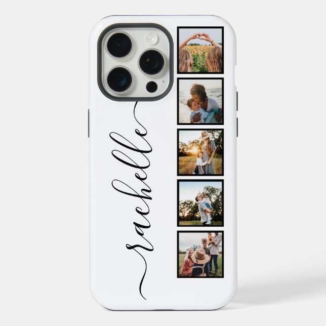 Elegant Script Monogram Personalized Photo Collage Iphone Case (Back)