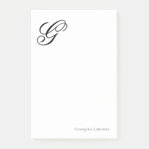 Elegant Script Monogram Personalized Post-it Notes
