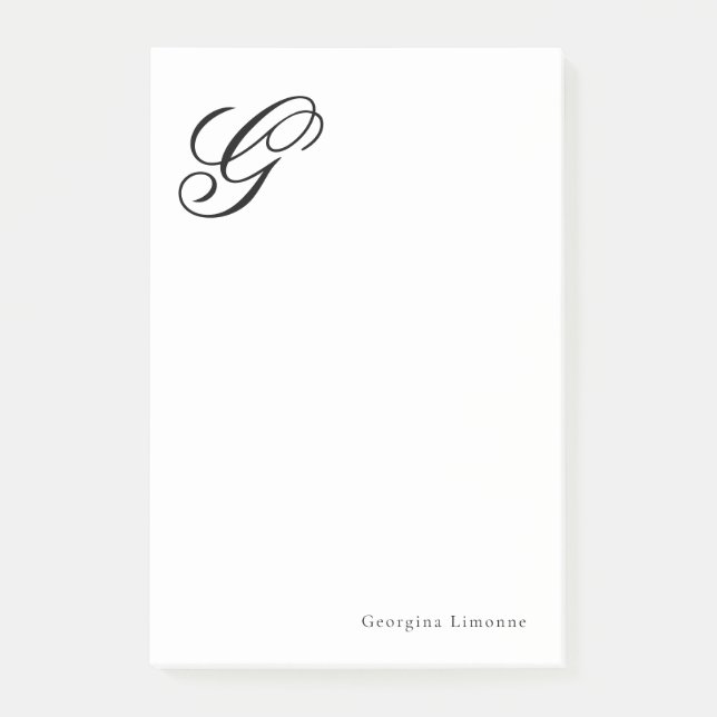Elegant Script Monogram Personalized Post-it Notes (Front)