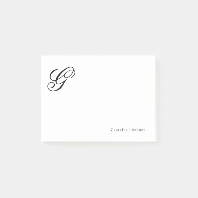 Elegant Script Monogram Personalized Post-it Notes (Front)