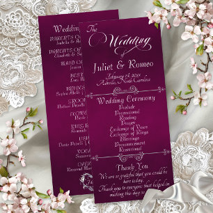 Elegant Script & Monogram - Plum Wedding Program