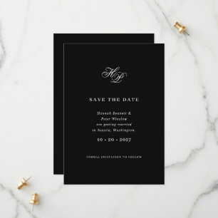 Elegant Script Monogram QR Code Photo Wedding Save The Date