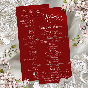 Elegant Script & Monogram - Red Wedding Program