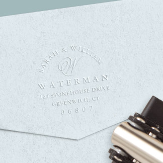 Elegant Script Monogram Return Address Embosser