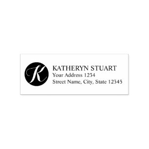 Elegant Script Monogram Return Address Rubber Stamp