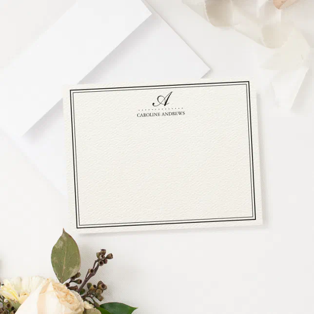 Elegant Script Monogram Stationery Cards | Zazzle