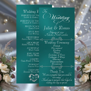 Elegant Script & Monogram - Teal Wedding Program