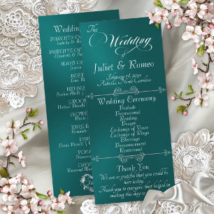 Elegant Script & Monogram - Teal Wedding Program