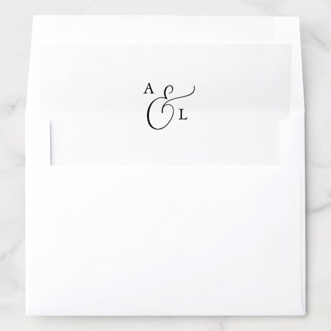 Elegant Script Monogram Wedding Envelope Liner (In Envelope)