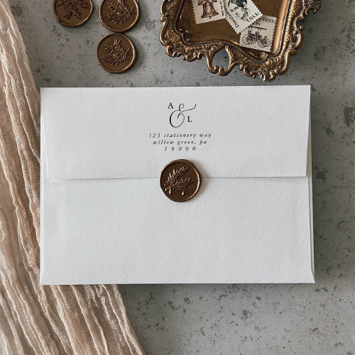 Elegant Script Monogram Wedding Invitation Envelope