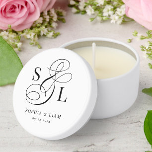 Elegant Script Monogram Wedding Mini Candle Favors