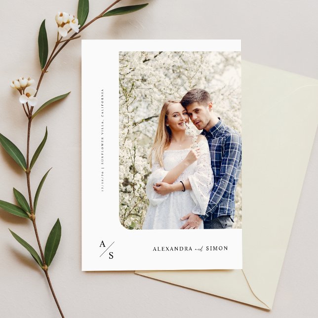 Elegant Script Monogram Wedding Photo Invitation (Creator Uploaded)