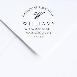 Elegant Script Monogram Wedding Return Address Self-inking Stamp