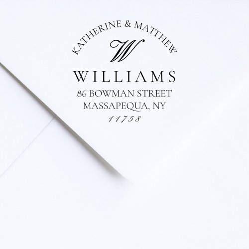 Elegant Script Monogram Wedding Return Address Self_inking Stamp