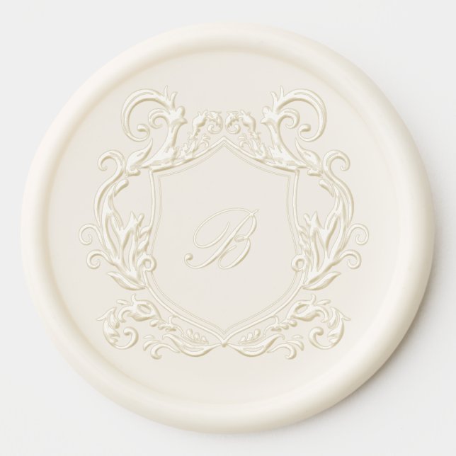Elegant Script Monogram Wedding Wax Seal Sticker (Front)