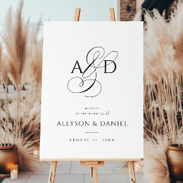 Elegant Script Monogram Wedding Welcome Sign