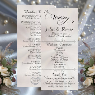 Elegant Script & Monogram - White Pearl Wedding Program