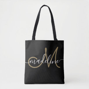 Elegant Script Monogrammed Name Modern Chic Tote Bag