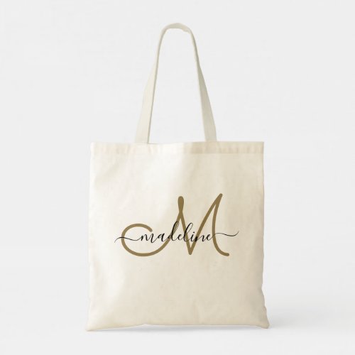 Elegant Script Monogrammed Name Modern Trendy Tote Bag