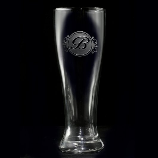 Elegant Script Monogrammed Pilsner Glass (Front)