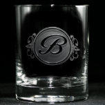 Elegant Script Monogrammed Whiskey Glass<br><div class="desc">An elegantly engraved script monogram on a high-quality glass is a unique wedding or anniversary gift idea that will be appreciated for a lifetime. Deeply carved using our sand carving technique, each of our custom glasses is meticulously made to order, making it the perfect gift for those seeking unique gift...</div>