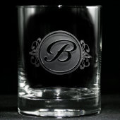 Elegant Script Monogrammed Whiskey Glass (Front)